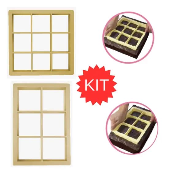 Kit Cortador De Brownie Bolo 6 Cavidades e 9 Cavidades
