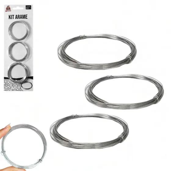 Kit Com 3 Rolos De Arame Galvanizado 10m Cada Prateado 22mm