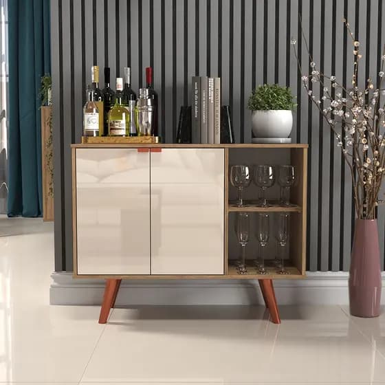 Aparador Retrô Buffet Balcão Cantinho do Café para Sala de Jantar 2 Portas e 2 Nichos