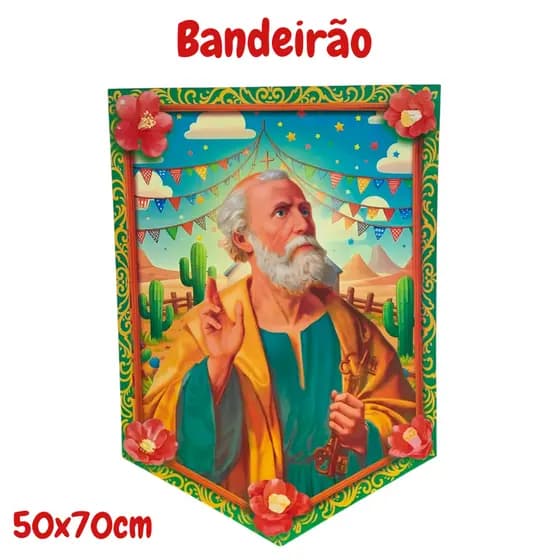 Bandeirão 50 x 70cm Papel São Pedro Para Decoração Festa Junina Julina Arraiá Ref:1412