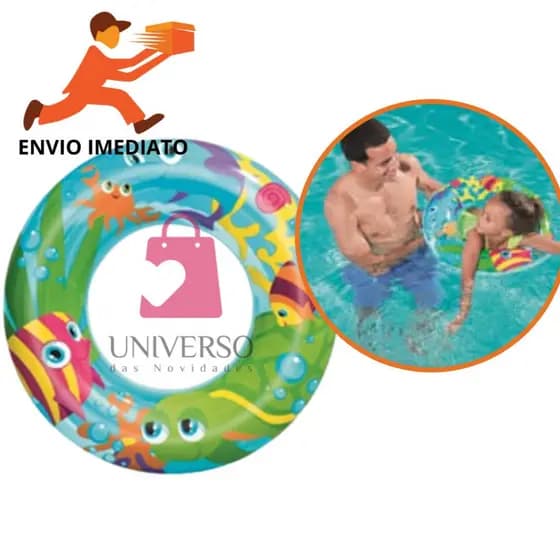 Boia Infantil Inflável Redonda Proteção Diversão Crianças 3 A 6 Anos Piscina Praia 56cm