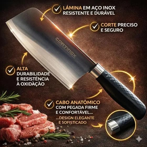 ⚡ Kit Cozinha Premium: Tábua Mágica de Descongelar + Cutelo Inox Profissional – Rapidez, Praticidade e Corte Preciso! 🔪❄