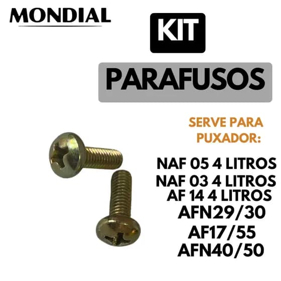 Kit Parafusos para Puxador Air Fryer Mondial AF 14 4L, NAF 03/05, AFN40/50 AF 17/55