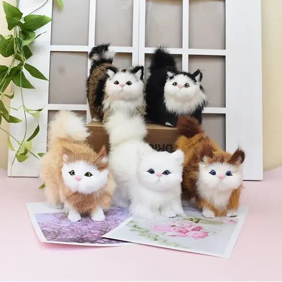 Modelo de pêlo de gato mini simulado ML gato de pelúcia presente de aniversário infantil imita brinquedos de pelúcia PVQ
