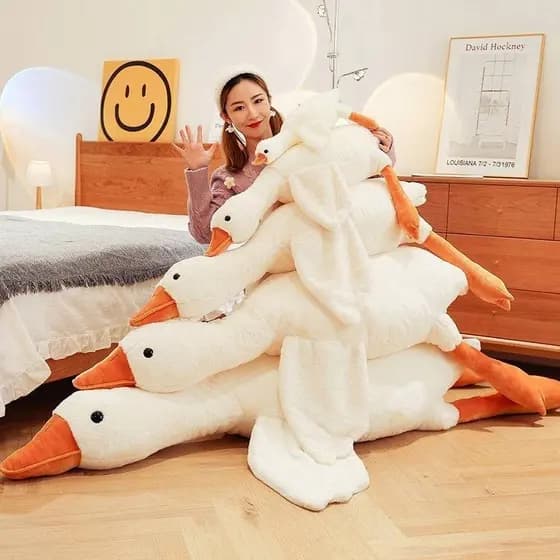 Travesseiro De Pelúcia De Ganso Branco Grande Tamanho 50-190cm De Pele Macia E Fofa