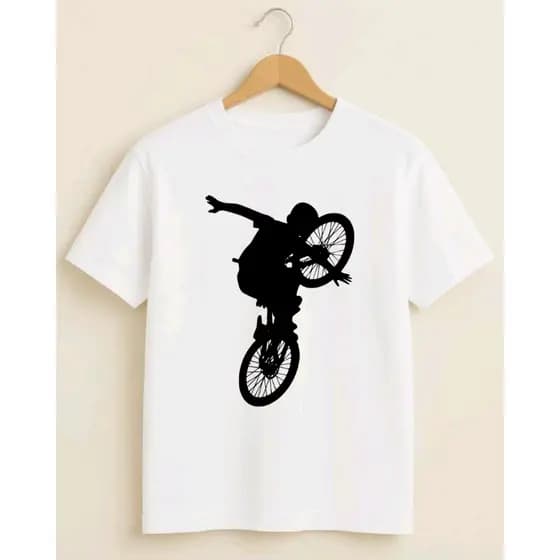 Camiseta Infantil Bike Grau Juvenil 100% Algodão