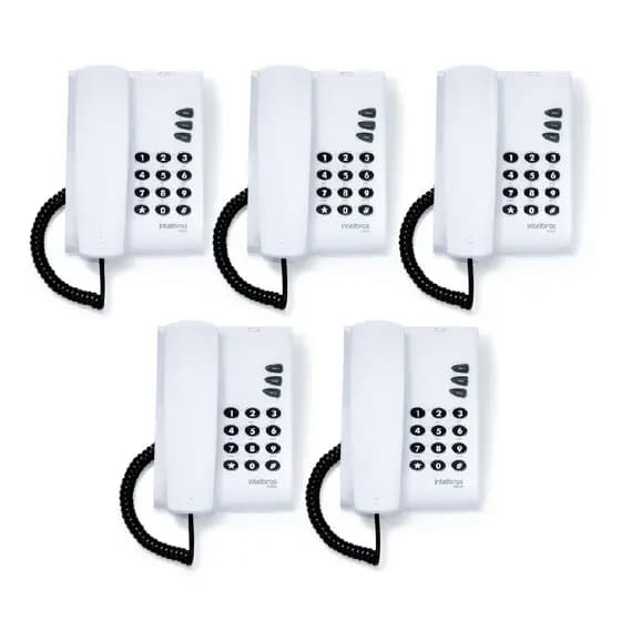 Telefone Fixo Com Fio Pleno Intelbras Sem Chave Cinza Ártico - 5 Unidades
