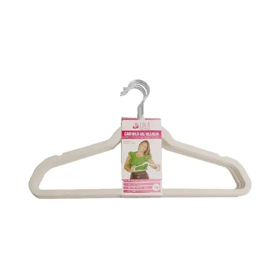 Cabides de Veludo Bege Slim Antideslizante