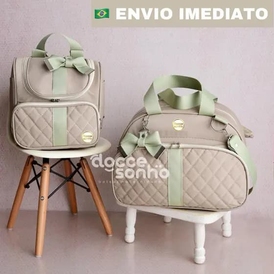 kit bolsa maternidade 2 peças Luxo p/ bebê menino/menina, kit mala c/ Mochila Maternidade 2 em 1(NT)