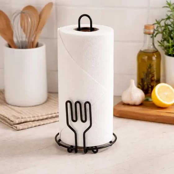 Porta Papel Toalha Vertical Aço Preto Suporte de Bancada Cozinha Organizador Resistente Moderno