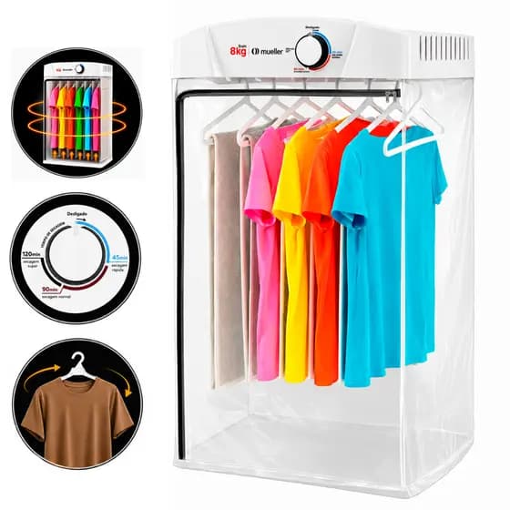 Secadora de Roupas Mueller Sun 8kg de Parede com Timer e 6 Cabides