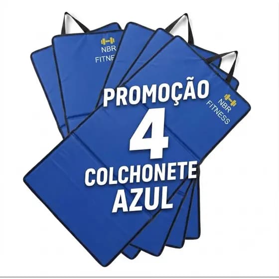 kit com 04 Cochonete Maleta Fitness Profissional para Academia Yoga Abdominal Funcionais Azul