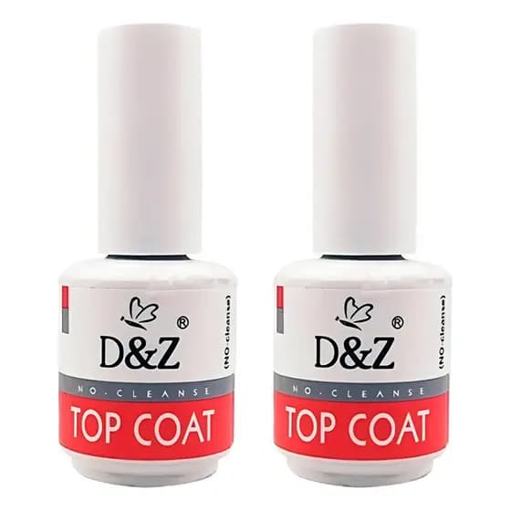 D&z Kit 2 Top Coat Selante Unha Gel Porcelana Color Branco