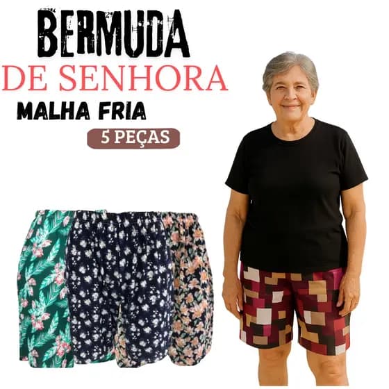 kit 5 Bermuda de Senhora em Malha Fria CÓS alto – Leve, Fresca e Confortável fresquinha uso casual
