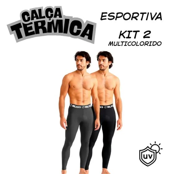 kit 2 Calça Esportivas Térmica Segunda Pele MULTICOLORIDA CAMINHADAS / ATIVIDADES ao AR livre