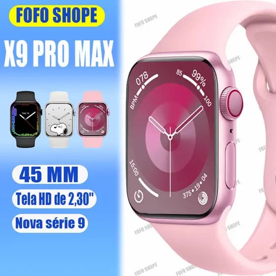 Smartwatch X9 Pro Max Série 9 45mm Tela 2 Faz e Recebe Ligações Smart Watch IOS Android Notificação