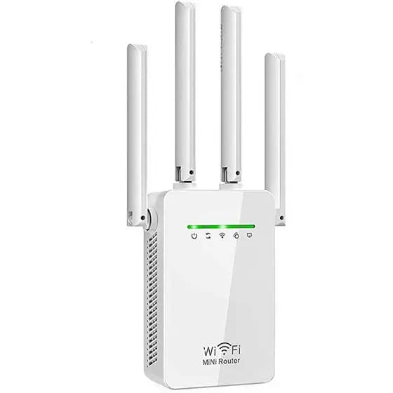 Repetidor WiFi 2800M Wireless Roteador 4 Antenas Amplificador de Sinal Roteador Sem Fio Branco Envio Imediato