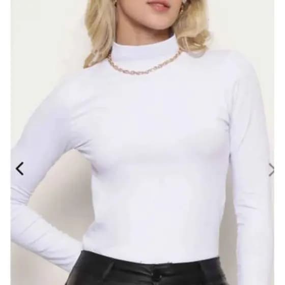 Blusa Feminina Gola Alta Manga Longa em Viscolycra | Básica, Justa e Confortável – Outono/Inverno