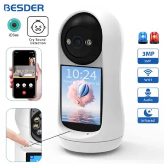Nova Câmera 2.8 Polegadas Tela HD Indoor Home Wireless WIFI Vídeo Chamada Bidirecional IP