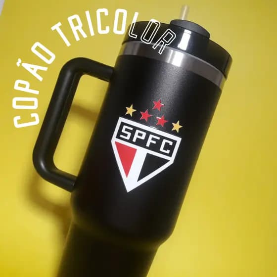Copo Térmico São Paulo 1200ml Personalizado com DTF UV Copo Neymar Copo Virgínia