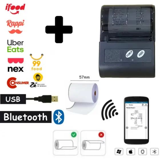 Mini Impressora Térmica 58mm P/ Celular Pc Ou Notebook