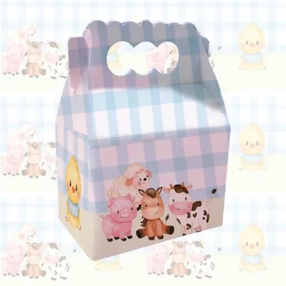 Kit com 15 Maleta Caixa Maletinha Tematico Lembrancinhas Mimo Aniversario -Fazendinha Menino