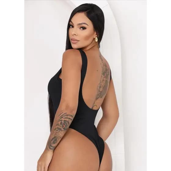Body Feminino Tecido Suplex Costa Nua Tamanho M Estilo Básico ao Elegante Com Bojo