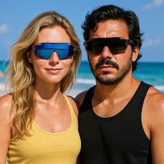 Óculos de Sol Unissex Estilo Máscara Esportiva UV400 Lente Inteiriça Curvado Futurista Masculino Feminino
