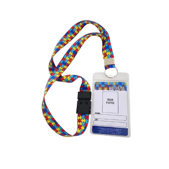 Crachá Autista + Cordão Quebra cabeça + Porta crachá (para ser preenchido)