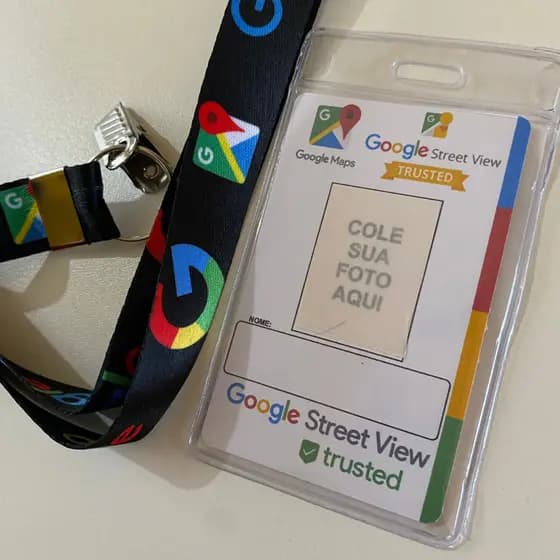 Crachá Google maps + Cordão google + capinha protetora (PARA PREENCHER) Expresso