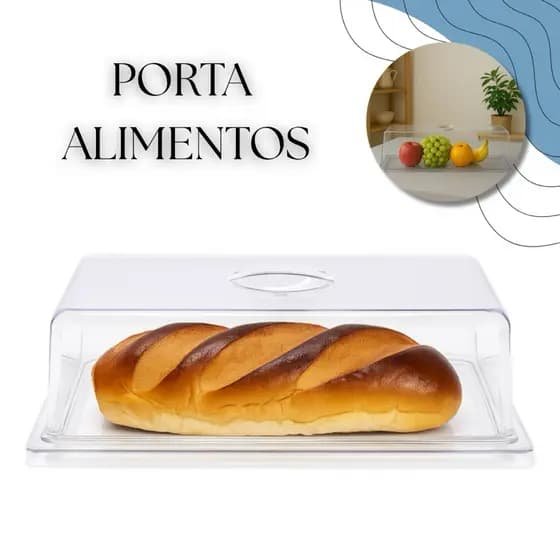 Porta Doces Pães e Salgados Acrílico Transparente Protetor de Alimento