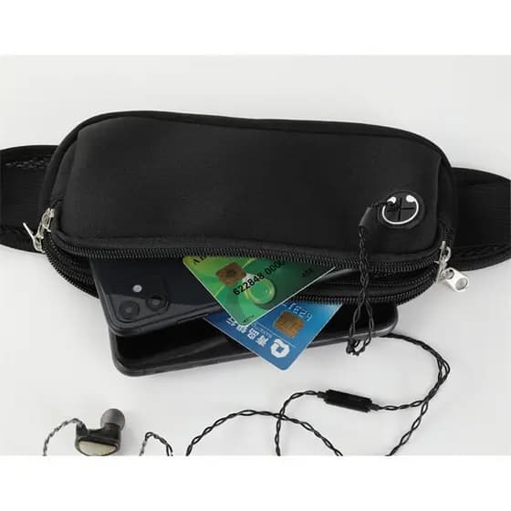 Pochete esportiva multicamadas à prova d'água para atividades, bolsa de cintura para corrida armazenamento multicamadas