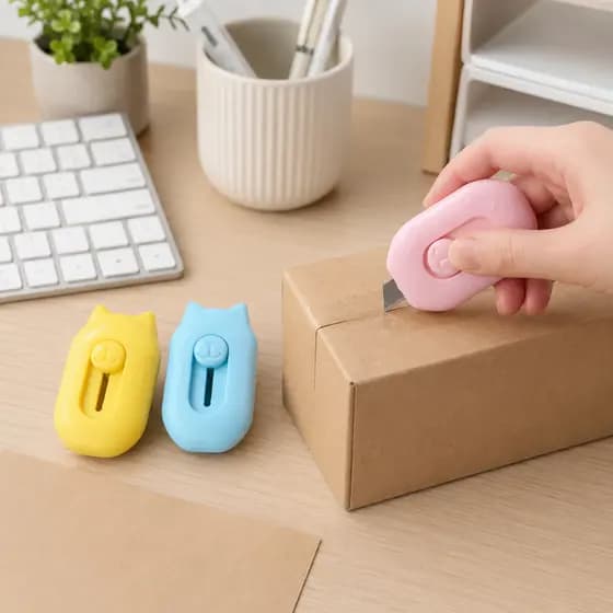 Kit 6 Unidades Mini Estilete Cortador Papelaria Lâmina Retrátil Cor Sortidas