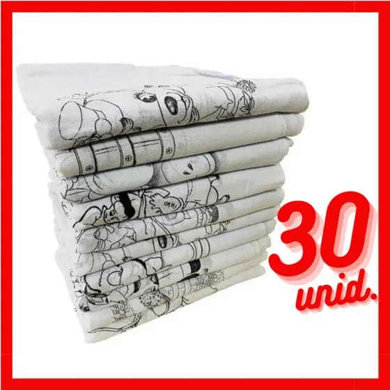 Kit 30 Pano de Prato Branco Riscado Desenhado Para Pintura - Bainha Premium 100% Algodão