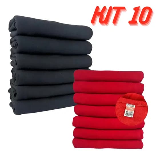 Kit Pano De Prato Pé De Galinha Preto ou Vermelho com Bainha Kit 10 Unidades