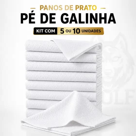 Kit Pano De Prato Branco Pé De Galinha GRANDE