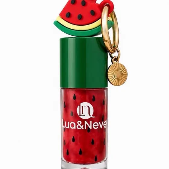 Gloss Melancia com Design de Melancia e Pingente Dourado para Maquiagem