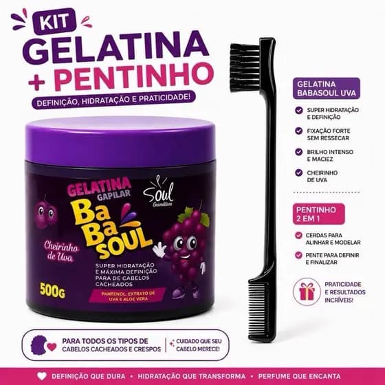 Kit Gelatina + Pentinho para Baby Hair