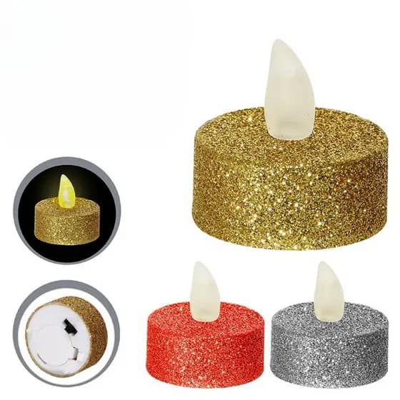 Kit 2 Vela LED Decorativa Glitter Chama Artificial Para Decoração