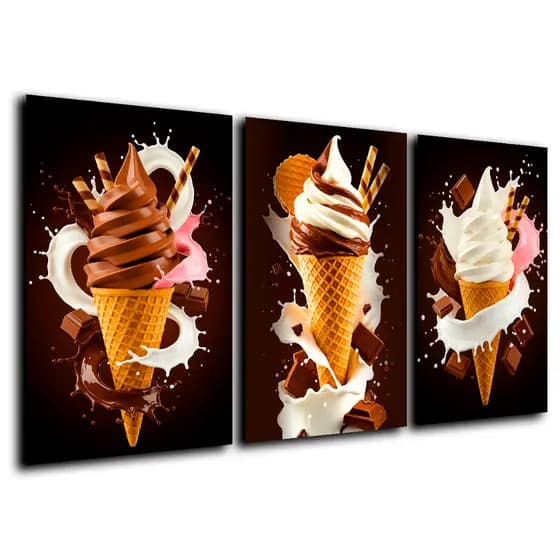 Quadros Decorativos Sorveteria Casquinha Misto Chocolate