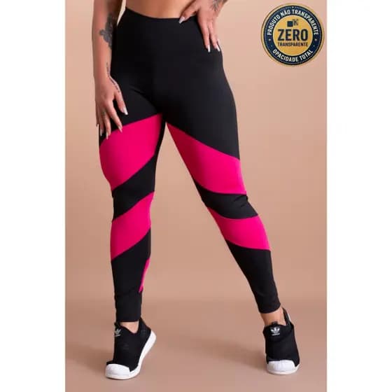 Calça Legging Cintura Alta Feminina Detalhe Perna Moda Academia Fitness GJR Modas