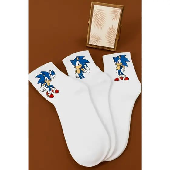 🧦 Kit 3 Meias Super Sonic ⚡ | Estilo Gamer + Conforto Total | Unissex – Adulto e Infantil 🎮🔥