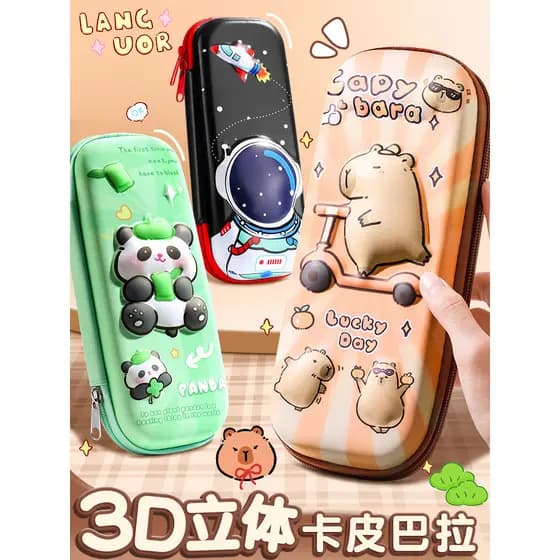 Estojo de Lápis 3D Capivara - Design de Desenho Animado Fofo, Compartimentos Separados para Canetas e Régua, Essencial p