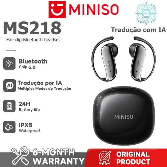 Garantia de um ano MINISO MS218 Fone de ouvido sem fio Bluetooth AI Tradução em tempo Real Bluetooth 6.0 HIFI Qualidade