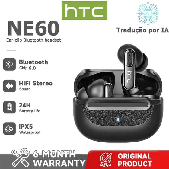 Garantia de um ano HTC NE60 AI Tradução Fone de ouvido LED Fone de ouvido sem fio para dormir Bluetooth 6.0 Business AI