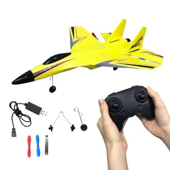 Avião Planador Controle Leve Importway Recarregável Amarelo