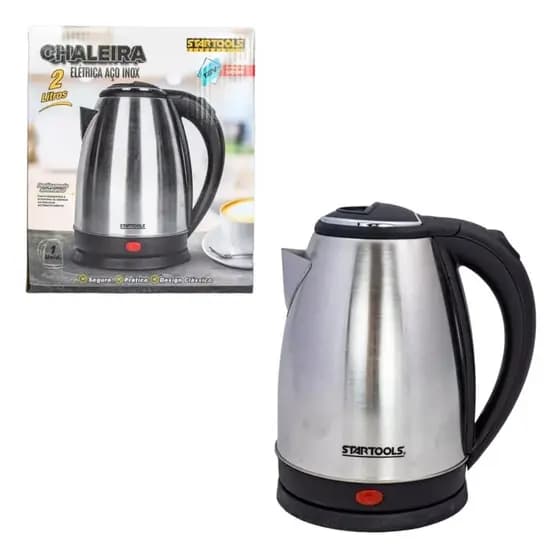 Chaleira Elétrica Inox 1,8L 110V com Desligamento Automático Ferve Água para Chá e Café