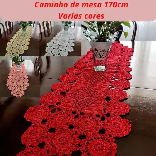 Caminho De Mesa Em Crochê Artesanal 170cm