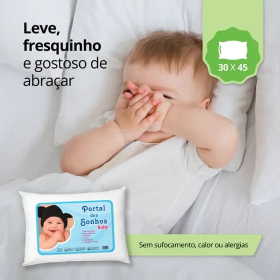 Travesseiro Bebê Criança Infantil Berço Naninha Antialérgico Macio Branco