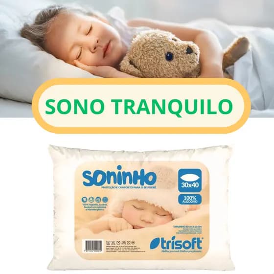 Travesseiro Bebê Infantil Criança Berçário Soninho 100% Algodão Macio